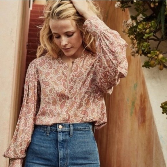 Doen Tops - EUC Doen Scarlet Top in Golden Hour Paisley, M